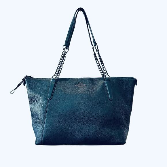 Coach G1747 F22208 Chain Shoulder Bag In Teal Pebble Leather authenticated - Picture 7 of 11